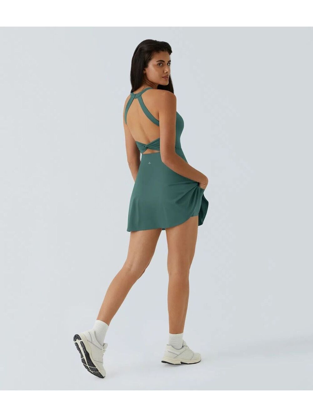 Halara Airy Backless Twisted Blue Spruce Dress- S ($69.95)